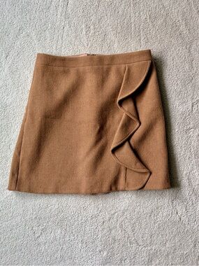J Crew Camel Wool Blend Ruffle Skirt | Size 2